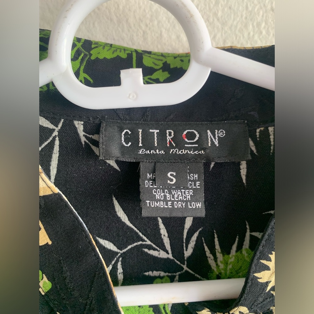 Citron Santa Monica Asian Inspired Black Silk Top Women’s Size Small Button Up - Picture 2 of 6
